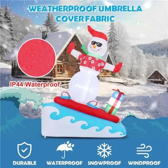 Inflatable Christmas Decorations Outdoor, 6FT Inflatable Snowman with LED Lights